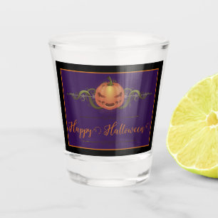 Verre A Shot Halloween Jack-o-lanterne effrayant   Noir
