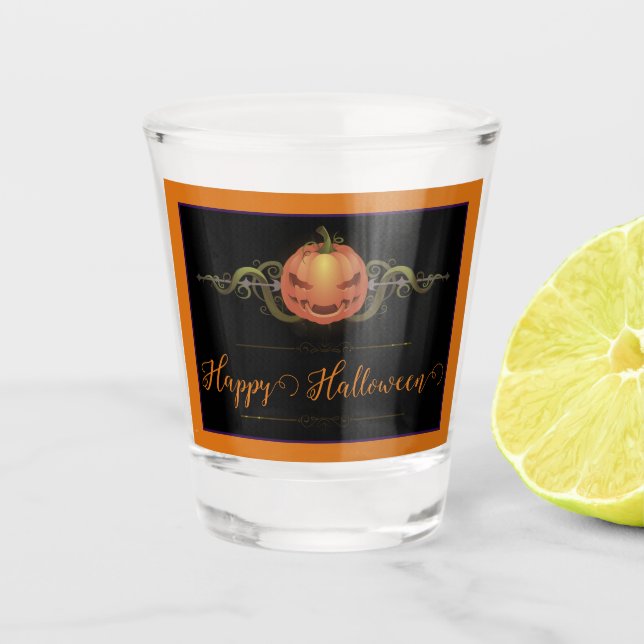 Verre A Shot Halloween Jack-o-lanterne effrayant | Orange (Devant)