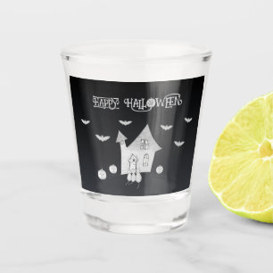 Verre A Shot Halloween la nuit avec Haunted House, chauves-sour