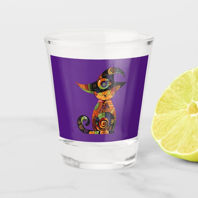 Verre A Shot Halloween/mystique/chat/automne (Devant)