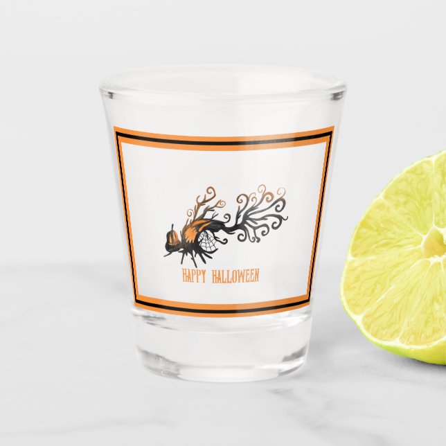 Verre A Shot Halloween/octobre/automne/arbre citrouille (Devant)