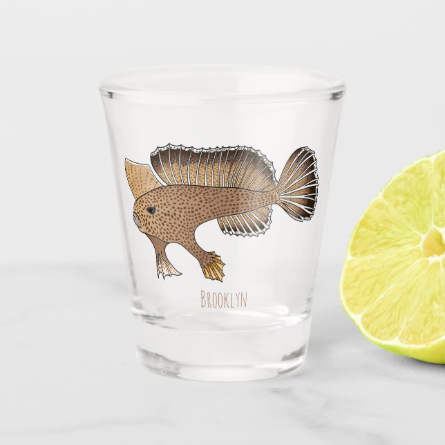Verre A Shot Handfish cartoon illustration  (Devant)