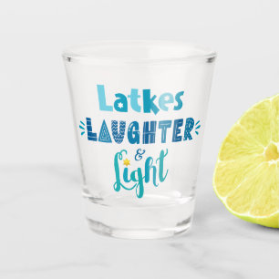 Verre A Shot Hanoukka Latkes Rire Lumière Tirage amusant