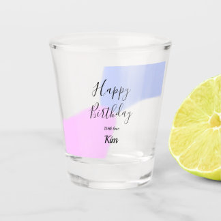 Verre A Shot Happy birthday pink purple pastel name simple eleg