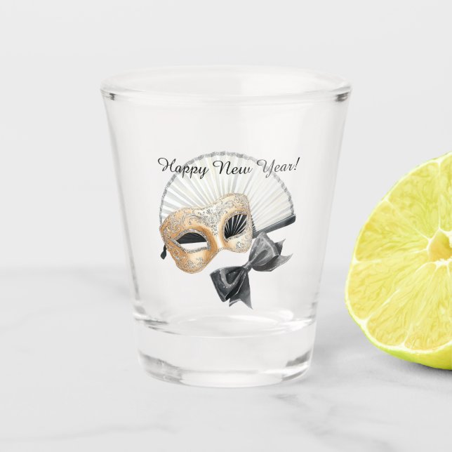 Verre A Shot Happy New Year Gold Black Mask (Devant)