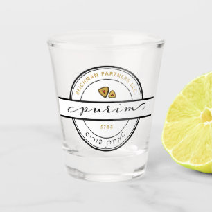 Verre A Shot HAPPY PURIM Script Purim Shot Glass avec or