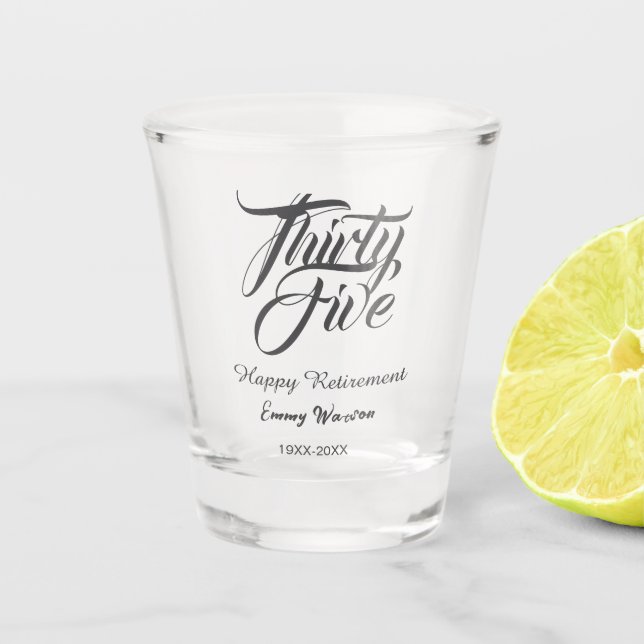 Verre A Shot Happy retirement bold letter name year elegant sim (Devant)