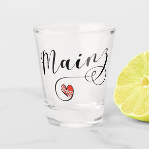 Verre A Shot Heart Mainz Drapeau, I Love Mainz, Meenz