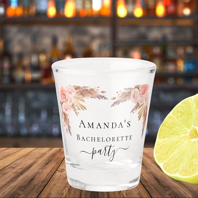 Verre A Shot Herbe de pampa de demoiselle d'honneur fleurs rose (Créateur téléchargé)