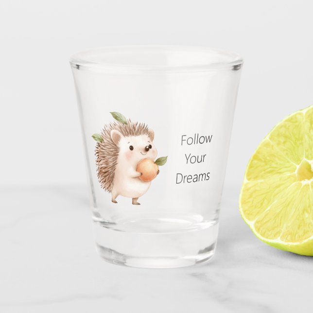 Verre A Shot Hérisson de pêche Feuilles vertes Rêves (Devant)