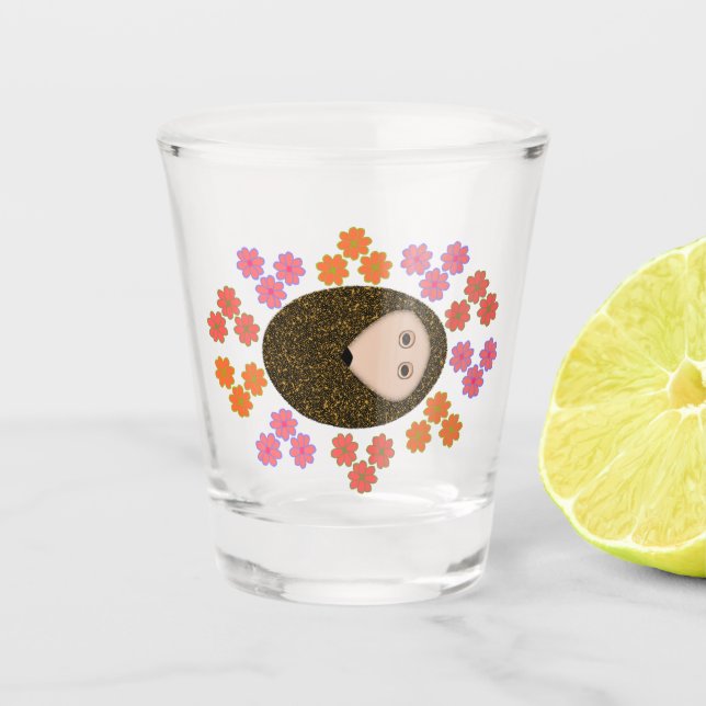 Verre A Shot Hérisson et fleurs mignonnes (Devant)