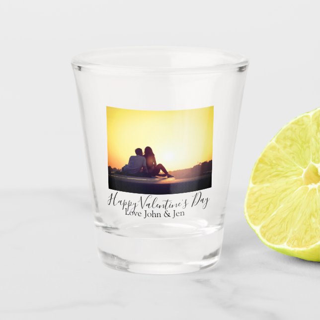 Verre A Shot Heureuse Sainte-Valentin amour ajouter nom photo s (Devant)