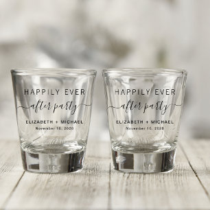 Verre A Shot Heureusement Jamais Après Le Mariage De Fête Faveu