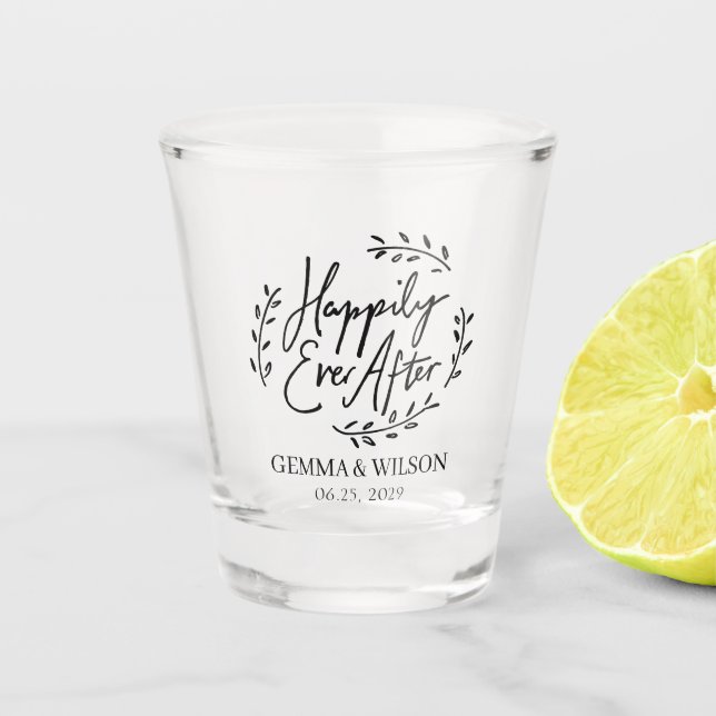Verre A Shot Heureux Jamais après un cadeau Mariage personnalis (Devant)