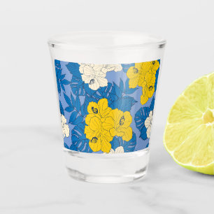 Verre A Shot Hibiscus fleurs et feuilles