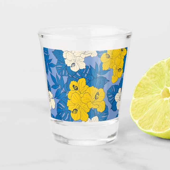 Verre A Shot Hibiscus fleurs et feuilles (Devant)