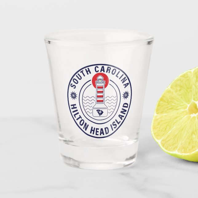 Verre A Shot Hilton Head Island Lighthouse Retro Sunset (Devant)