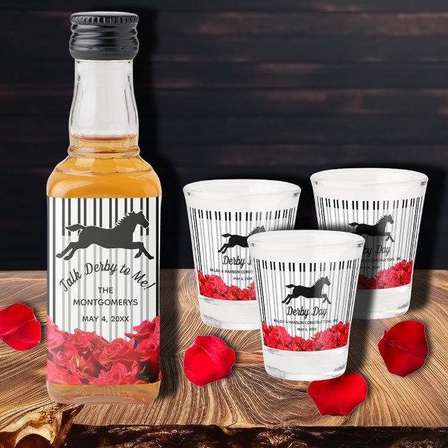 Verre A Shot Hippocampe et Roses Derby Day (Shot glasses and liquor bottle labels sold separately in our collection.)