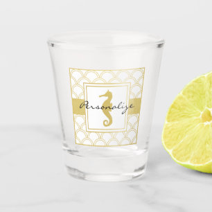 Verre A Shot Hippocampe vague Art Déco doré pailleté