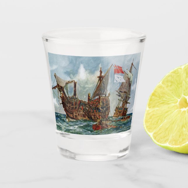 Verre A Shot HMS Nottingham et cuirassé Mars 1703 (Devant)