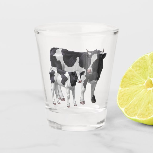 Verre A Shot Holstein Cow & Cute Calf (Devant)
