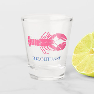Verre A Shot Homard bleu marine et rose côtier Personnalisé