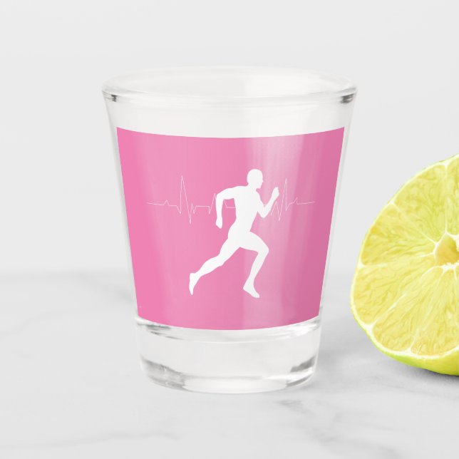 Verre A Shot Homme coureurs Silhouette sur Arrière - plan rose (Devant)