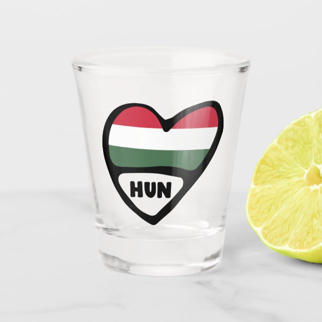 Verre A Shot Hongrie Code Pays Coeur Drapeau, HUN (Devant)