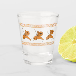 Verre A Shot Hoplites chevauchant les dauphins art de la poteri