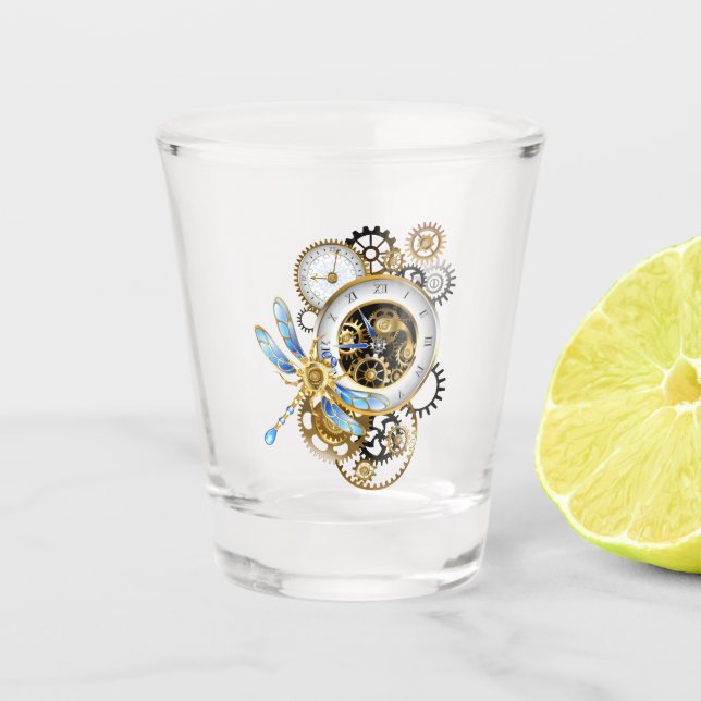 Verre A Shot Horloge à vapeur avec libellule mécanique (Devant)