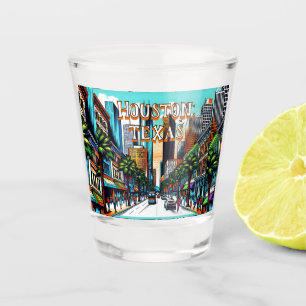 Verre A Shot Houston, Texas Downtown City View Art Abstrait