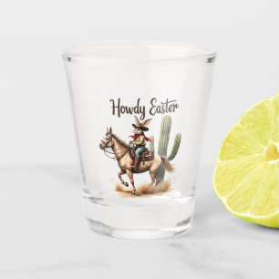 Verre A Shot Howdy Bunny de Pâques chevauchant un Cheval Cowboy