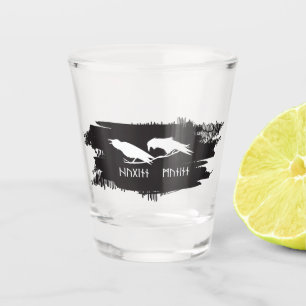 Verre A Shot Huginn et Muninn Corbeaux Vikings Encre Norse