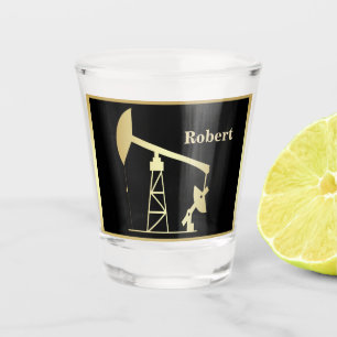 Verre A Shot Huile Pompe Jack Noir et Or Personnalisé