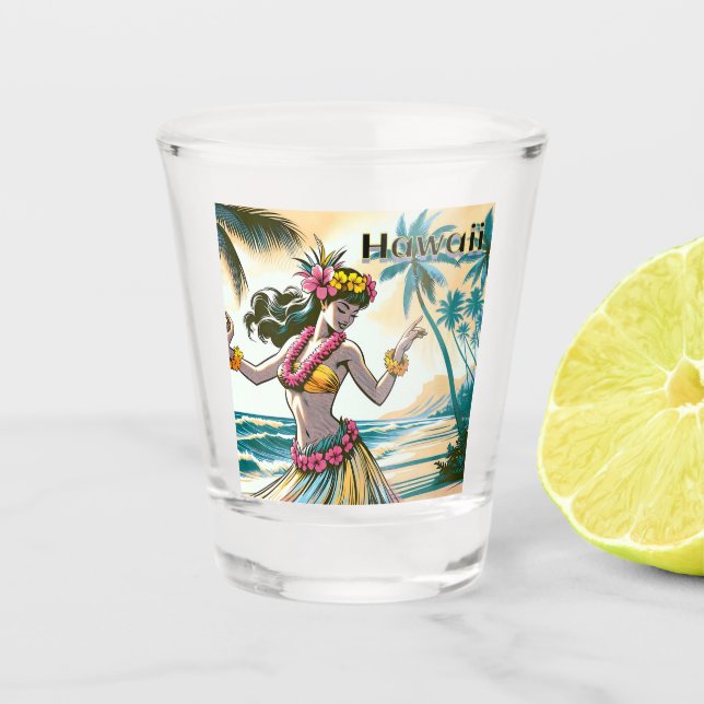 Verre A Shot Hula Dancer sur Hawaii (Devant)