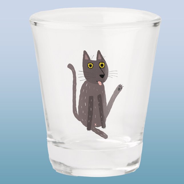 Verre A Shot Humour drôle de chat (Fun cat yoga shot glass)
