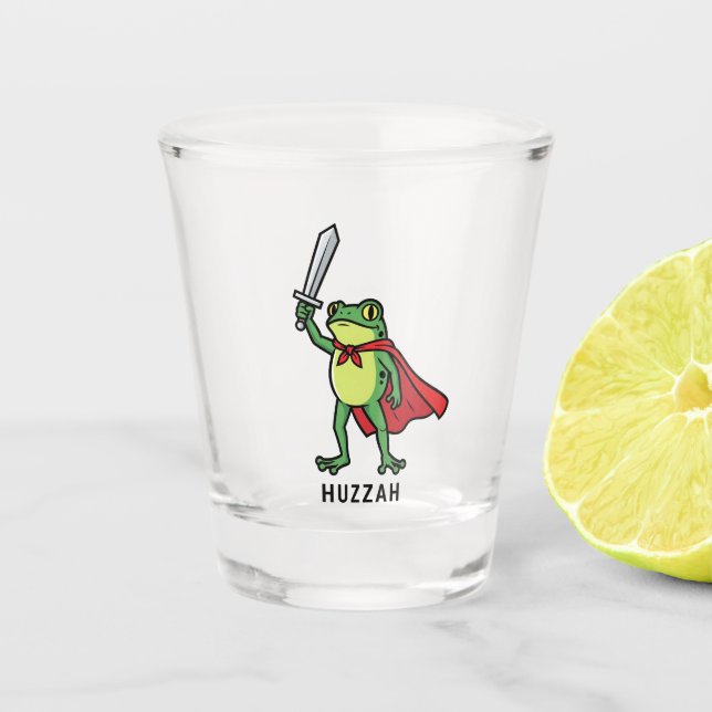 Verre A Shot Huzzah Frog Chevalier Drôle Citation mème épée (Devant)