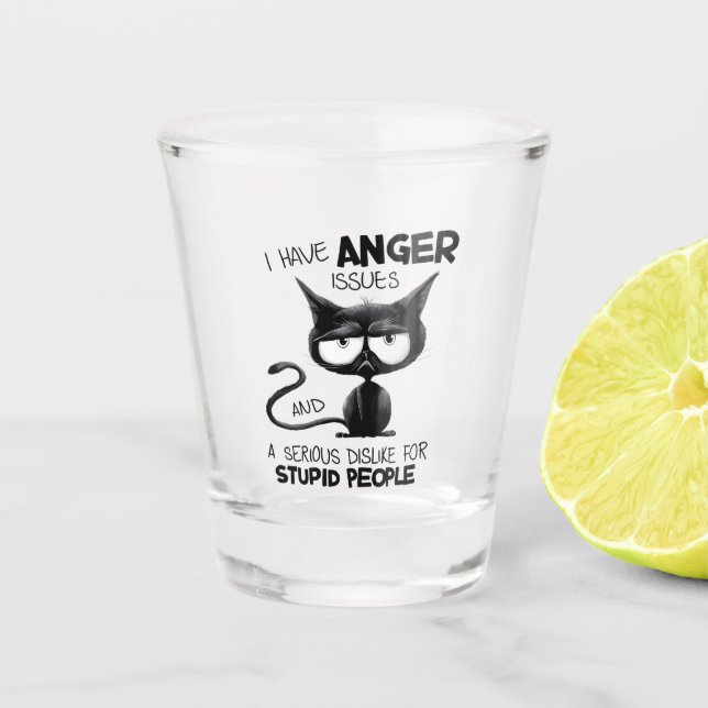 Verre A Shot I Have Anger Issues Funny Cat Lover Gift  (Devant)