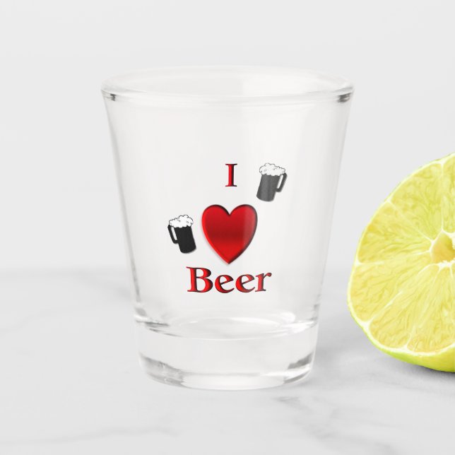 Verre A Shot I Heart Beer Design (Devant)