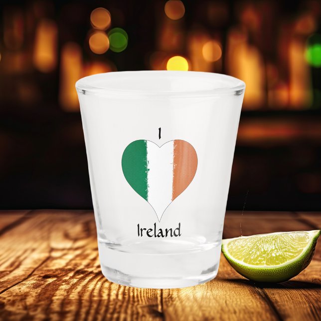 Verre A Shot I Heart Ireland Tricolor Drapeau irlandais (Irish Flag Shot Glass )