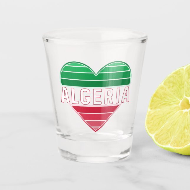 Verre A Shot I Love Algérie, Algérienne couleur de drapeau du c (Devant)