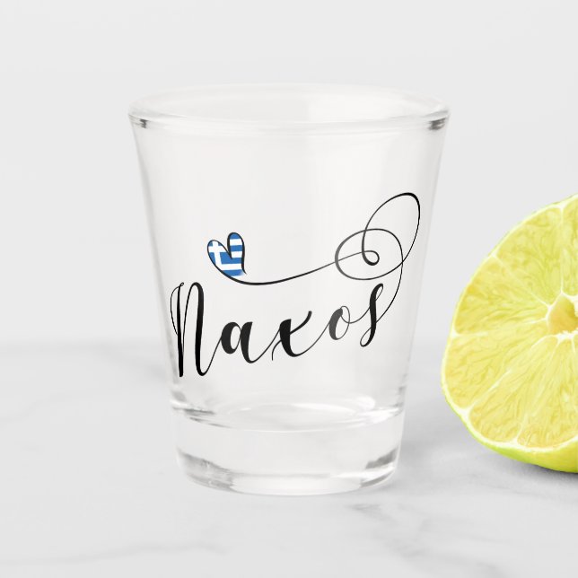Verre A Shot I Love Naxos, Drapeau Grec (Devant)