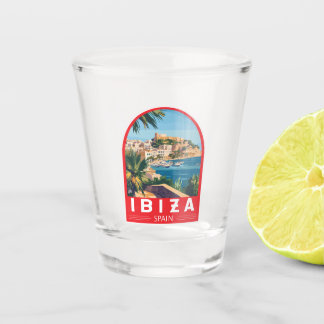 Verre A Shot Ibiza Espagne Illustration Voyage Art Vintage