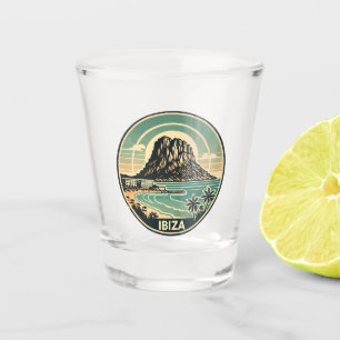 Verre A Shot Ibiza Espagne Rocher d'Es Vedra Travel Art Badge