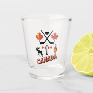 Verre A Shot Icônes de voyage rétro Canada Symboles nationaux e