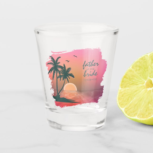 Verre A Shot Île tropicale Père de la mariée rose ID581 (Devant)