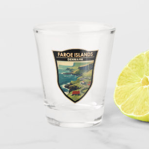 Verre A Shot Îles Féroé Danemark Voyage Art Vintage