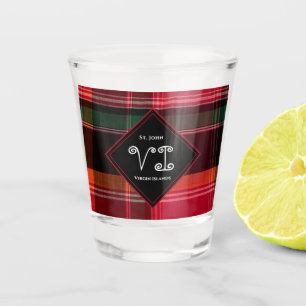 Verre A Shot Îles Vierges USVI Madras Plaid Custom