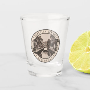 Verre A Shot Illustration Badge de Berkeley Springs Virginie Oc