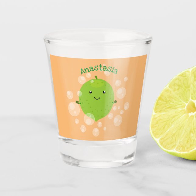 Verre A Shot Illustration de bulles de chaux vert mou (Devant)